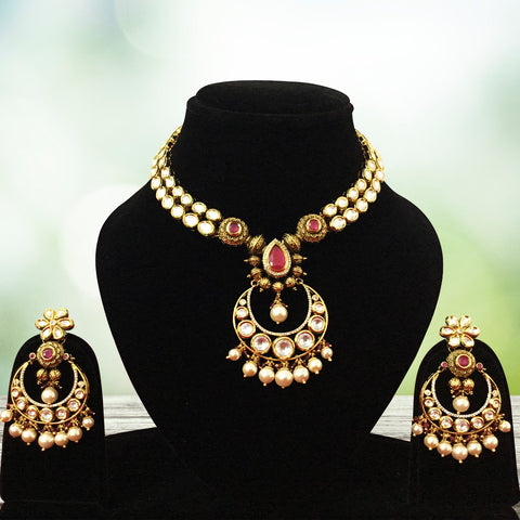 Gold Plated Bridal Premium Kundan Set (Design 71) - PAAIE