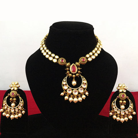 Gold Plated Bridal Premium Kundan Set (Design 71) - PAAIE