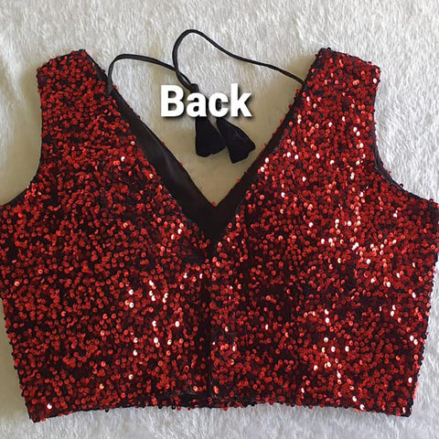 Intricate Silk Imported Fully Stitched Blouse with Sequins Work For Casual Party (Red) - PAAIE