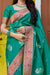 Banarasi Silk Designer Green and Silver Saree - PAAIE