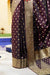 Banarasi Silk Designer Dark Wine Color Saree - PAAIE