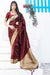 Banarasi Silk Designer Dark Maroon Color Saree - PAAIE