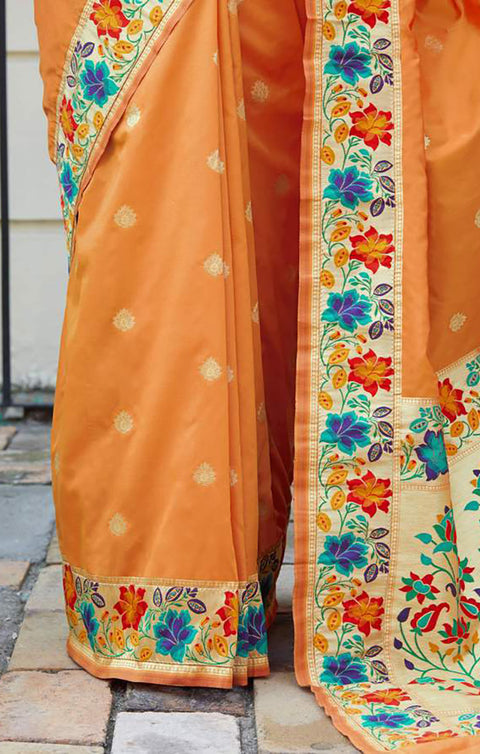 Banarasi Super Soft Silk Designer Golden Yellow Saree - PAAIE