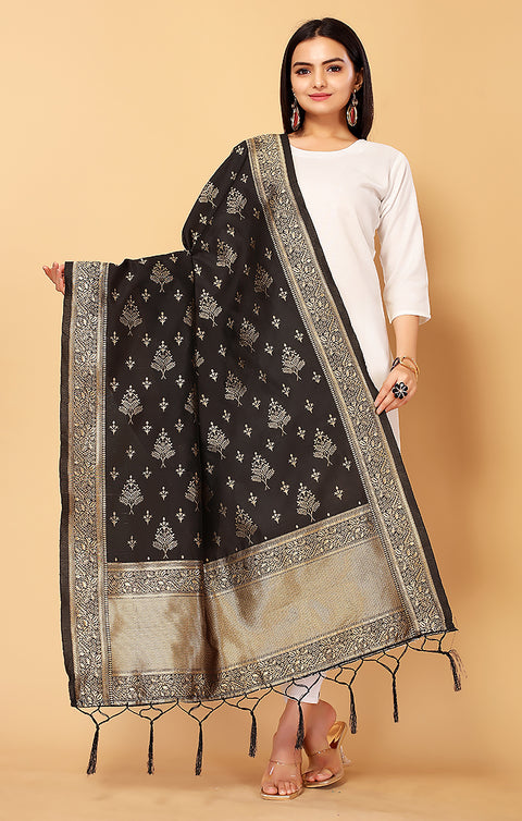 Fashionable Women's Black Dupatta/Chunni For Casual, Party (D4)