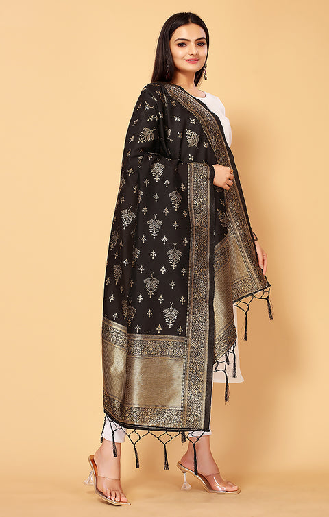 Fashionable Women's Black Dupatta/Chunni For Casual, Party (D4)