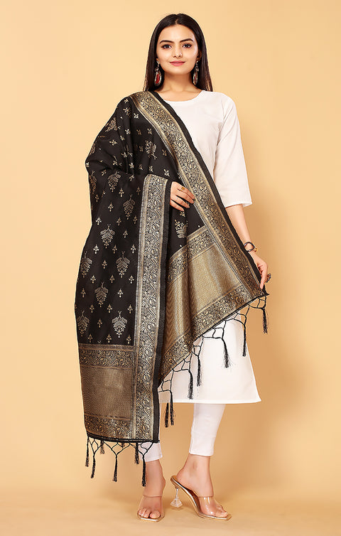 Fashionable Women's Black Dupatta/Chunni For Casual, Party (D4)