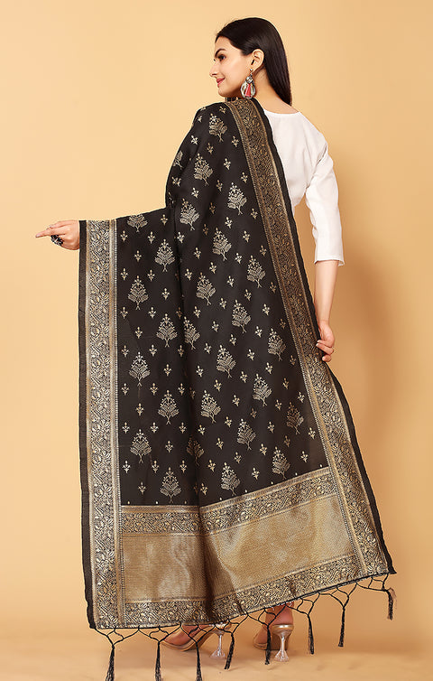 Fashionable Women's Black Dupatta/Chunni For Casual, Party (D4)