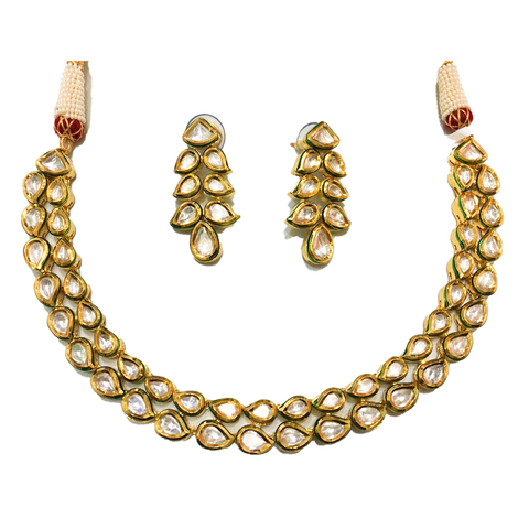 Simple Double Line Kundan Set - PAAIE