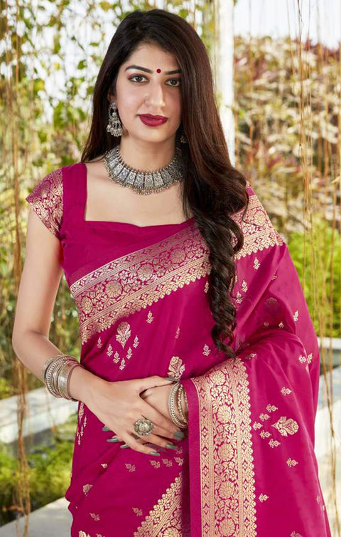 Super Soft Banarasi Silk in Pink color - PAAIE