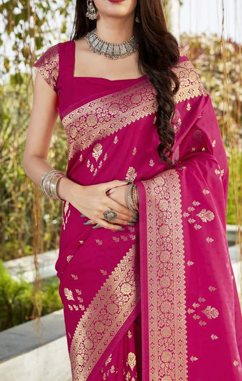 Super Soft Banarasi Silk in Pink color - PAAIE