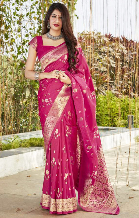 Super Soft Banarasi Silk in Pink color - PAAIE
