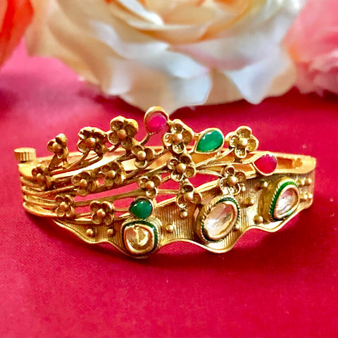 Gold Plated Openable Semi-Precious Stones Bracelet (Design 45) - PAAIE
