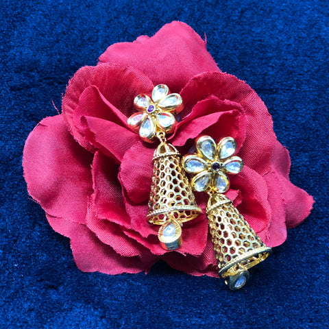 Traditional Honeycomb Gold Plated Kundan Set - PAAIE