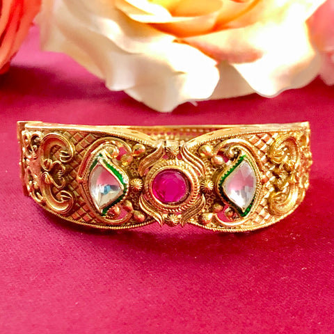 Gold Plated Openable Semi-Precious Stone Bracelet (Design 46) - PAAIE