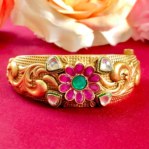 Gold Plated Openable Semi-Precious Stones Bracelet (Design 47) - PAAIE