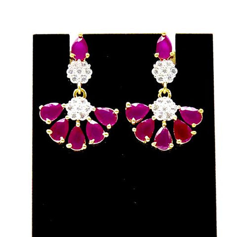 American Diamond and Semi-Precious Designer Ruby Set - PAAIE