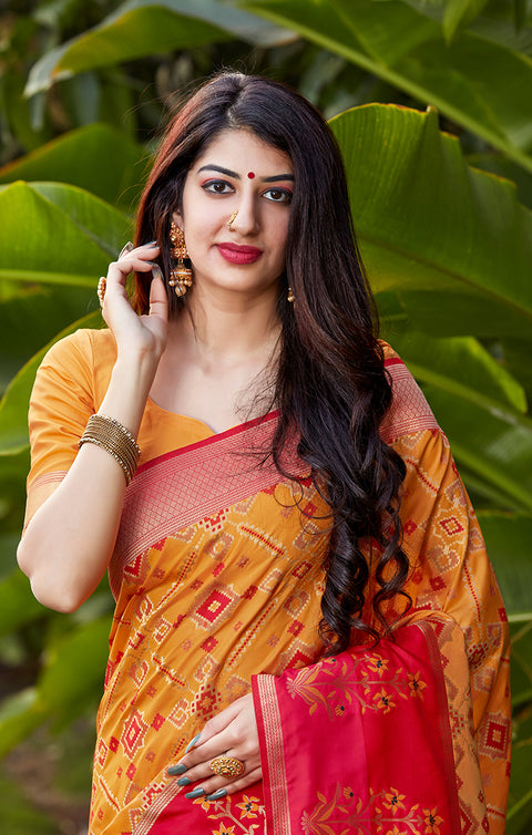 Ravishing Yellow Color Party Wear Soft Banarasi Silk Designer Saree