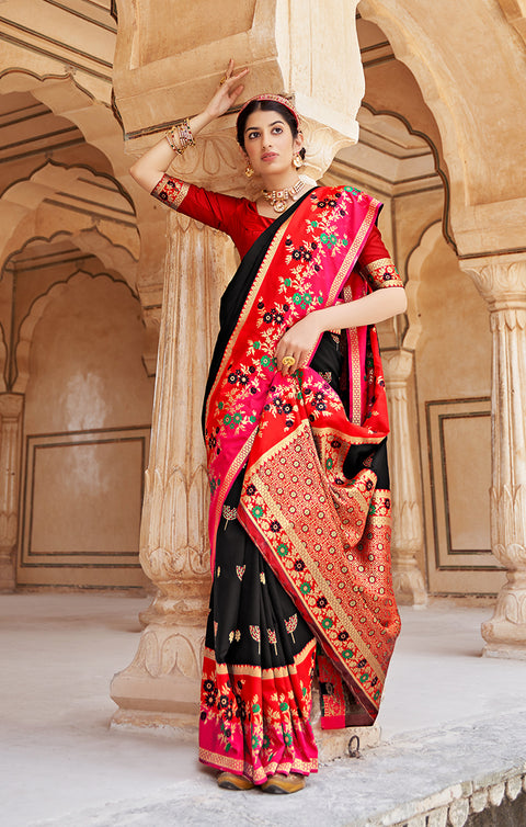 Preferable Black Color Party Wear Soft Banarasi Silk Designer Saree
