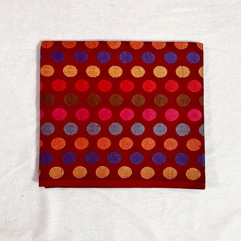 Maroon With Multi Color Buti Design Cotton Rubia Unstiched Blouse Piece Material (D4)