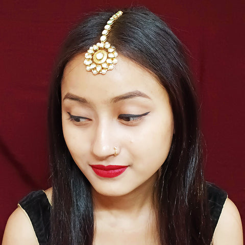 Designer Gold Plated Royal Kundan Mangtikka for Bridal (D22)