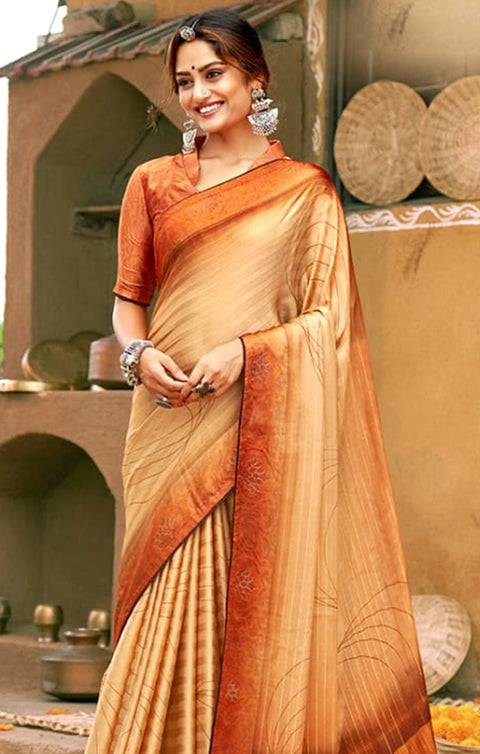 Designer Brown P/P Signature Printed Saree for Casual Wear (D461)