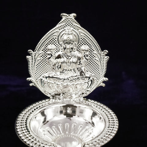 925 Silver Lakshmi Diya For Pooja, Diwali Pooja (Design 2) - PAAIE