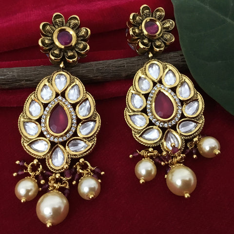 Gold Plated Kundan Premium Earrings (Design 59) - PAAIE