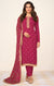 Designer Maroon Color Suit with Pant & Dupatta in Chinnon (K739)