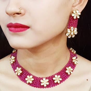 Designer Multi Layer Royal Kundan Necklace with Earrings (D255)