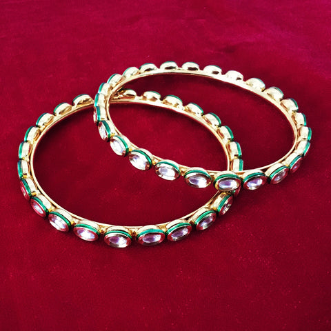 Gold Plated Kundan Bangles (Design 55) - PAAIE