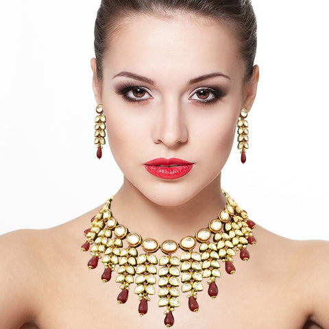 Gold Plated Bridal Premium Kundan Set (Design 74) - PAAIE