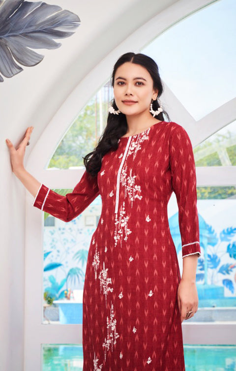 Gorgeous Maroon Color Indian Ethnic Kurti For Casual Wear (K510)