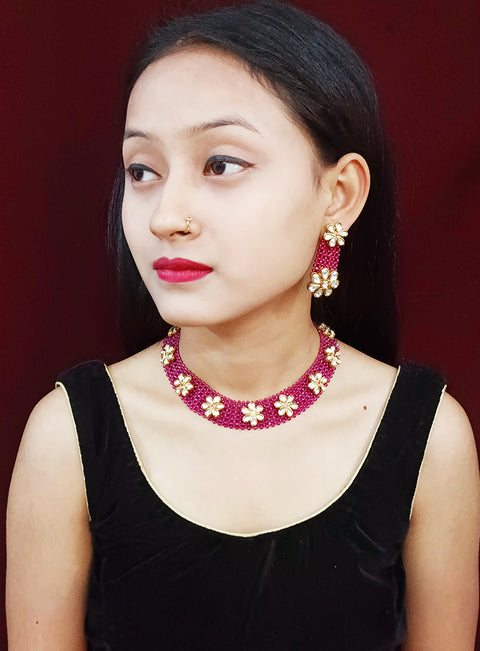 Designer Multi Layer Royal Kundan Necklace with Earrings (D255)