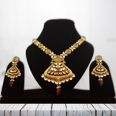 Gold Plated Bridal Premium Kundan Set (Design 77) - PAAIE