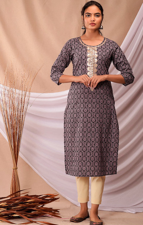 Adorable Purple Color Indian Ethnic Kurti For Casual Wear (K404)