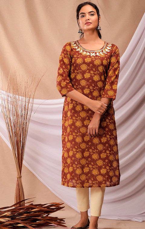 Charming Maroon Color Indian Ethnic Kurti For Casual Wear (K405)