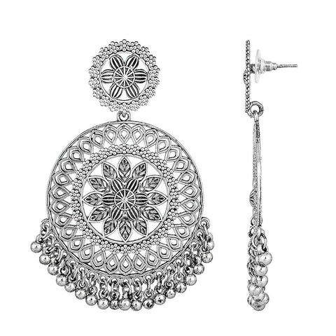Large Circular Oxidized Earrings in German Silver - PAAIE