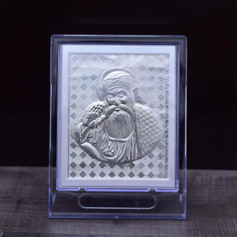 Guru Nanak Pure Silver Frame for Housewarming, Gift and Pooja 2.5 x3  (Inches) - PAAIE