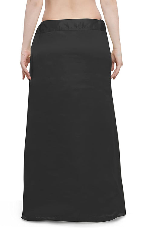 Free Size Readymade Petticoats in Black Color (Satin)(P11)