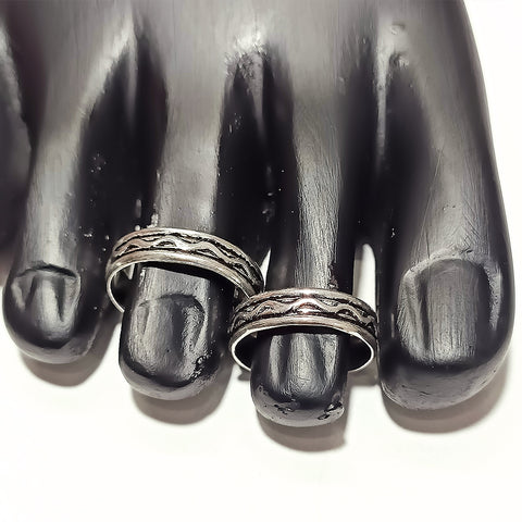 925 Silver Adjustable Toe Rings Pair (Design 65) - PAAIE