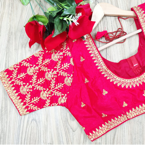 Gorgeous Red Color Designer Silk Embroidered Blouse For Wedding & Party Wear (Design 503) - PAAIE