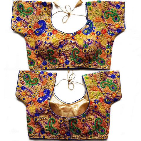 Multicolor Designer Silk Embroidered Blouse For Wedding & Party Wear (Design 151) - PAAIE
