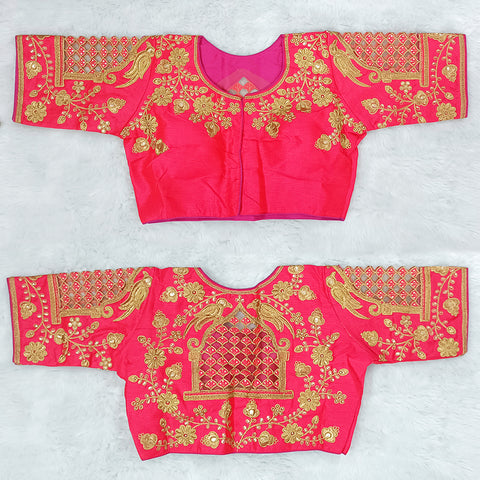 Amazeballs Pink Color Designer Silk Embroidered Blouse For Wedding & Party Wear (Design 511) - PAAIE