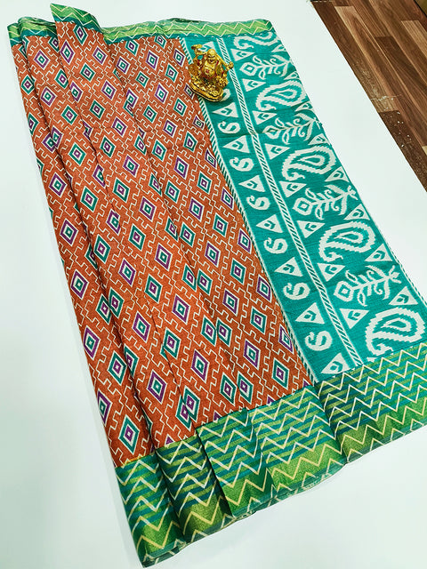 Designer Brown/Green Pure Zari And Arts Silk Saree (D516)