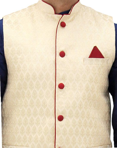 Designer Silk Kurta Pajama with Waist Coat (D14) - PAAIE