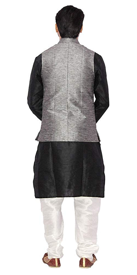 Designer Silk Kurta Pajama with Waist Coat (D12) - PAAIE
