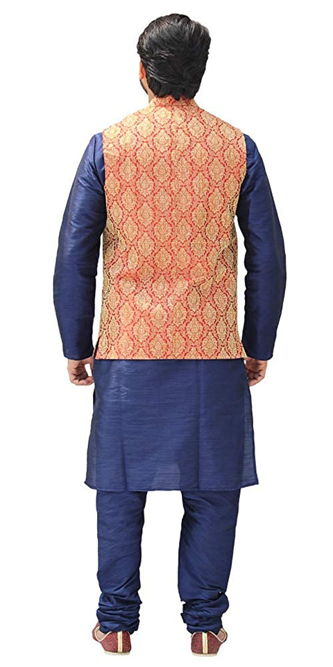 Designer Silk Kurta Pajama with Waist Coat (D9) - PAAIE