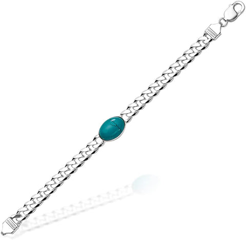 925 Mens Chain Silver Bracelet - 8 Inches (Design 16) - PAAIE