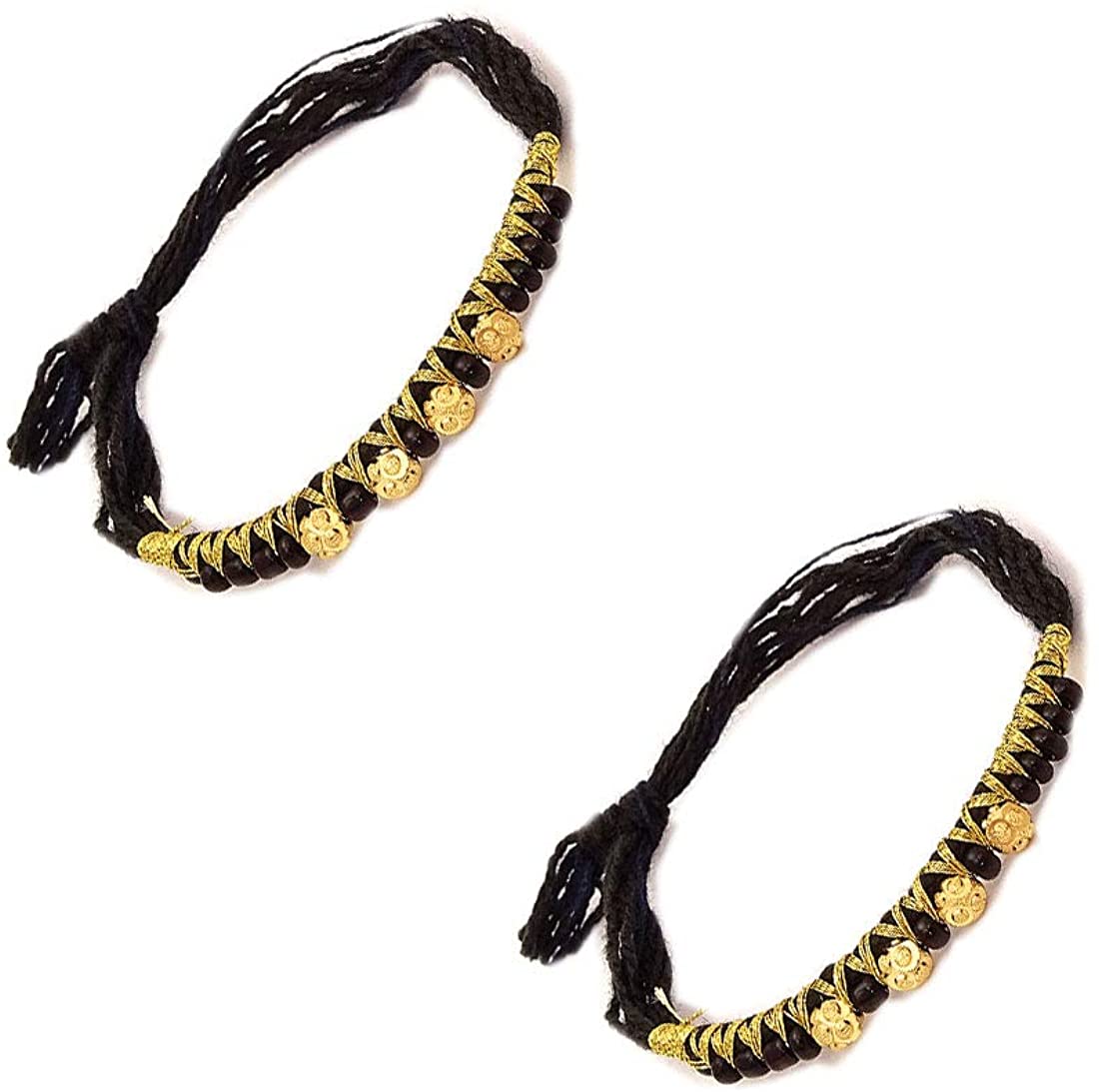 Gold traditional (With Black Beads and Black Thread) Nazaria/Bracelet