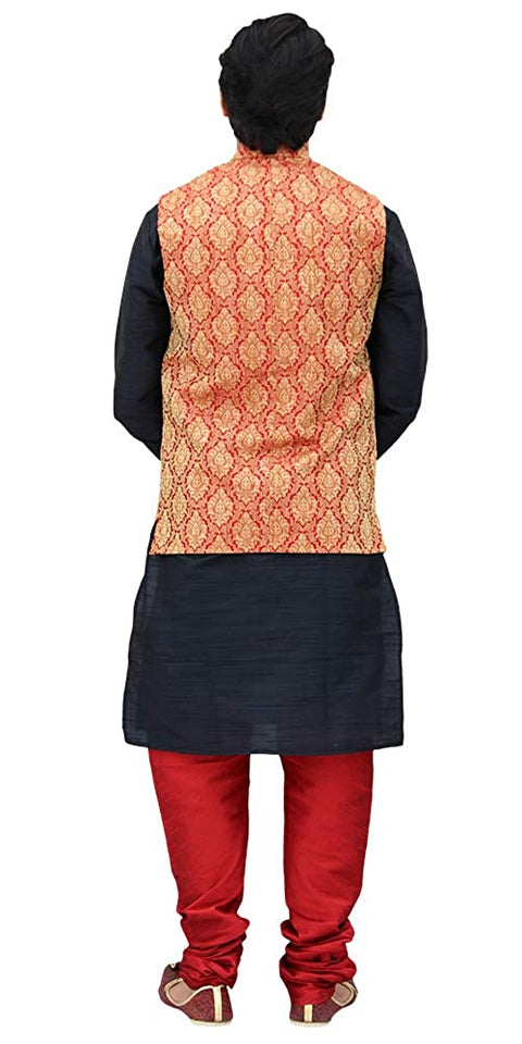 Designer Silk Kurta Pajama with Waist Coat (D11) - PAAIE